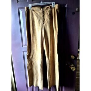 Suede Leather Banana Republic womens flare leg pants size 10 camel brown HOT!